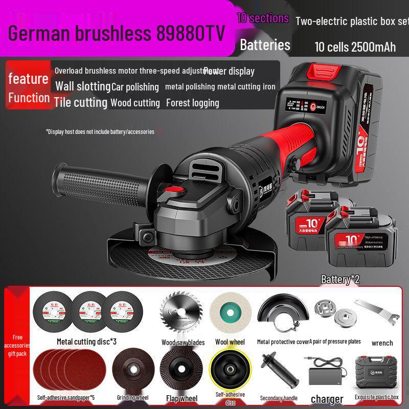 Brushless Cordless Lithium Battery Angle Grinder & Polisher - Multifunctional Cutting & Polishing Machine