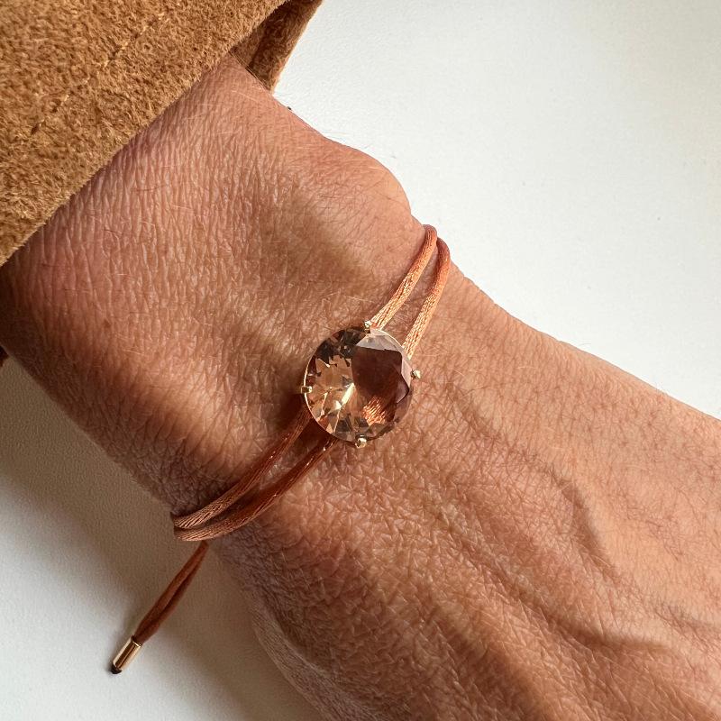 Personalized Bracelet Fashion Color Zircon Pendant Color Woven Rope Bracelet Electroplated Gold Color Retention