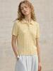 Old money style three-dimensional twisted flower and paper yarn short-sleeved polo shirt lapel T-shirt women's summer twist knitted sweater commuter t