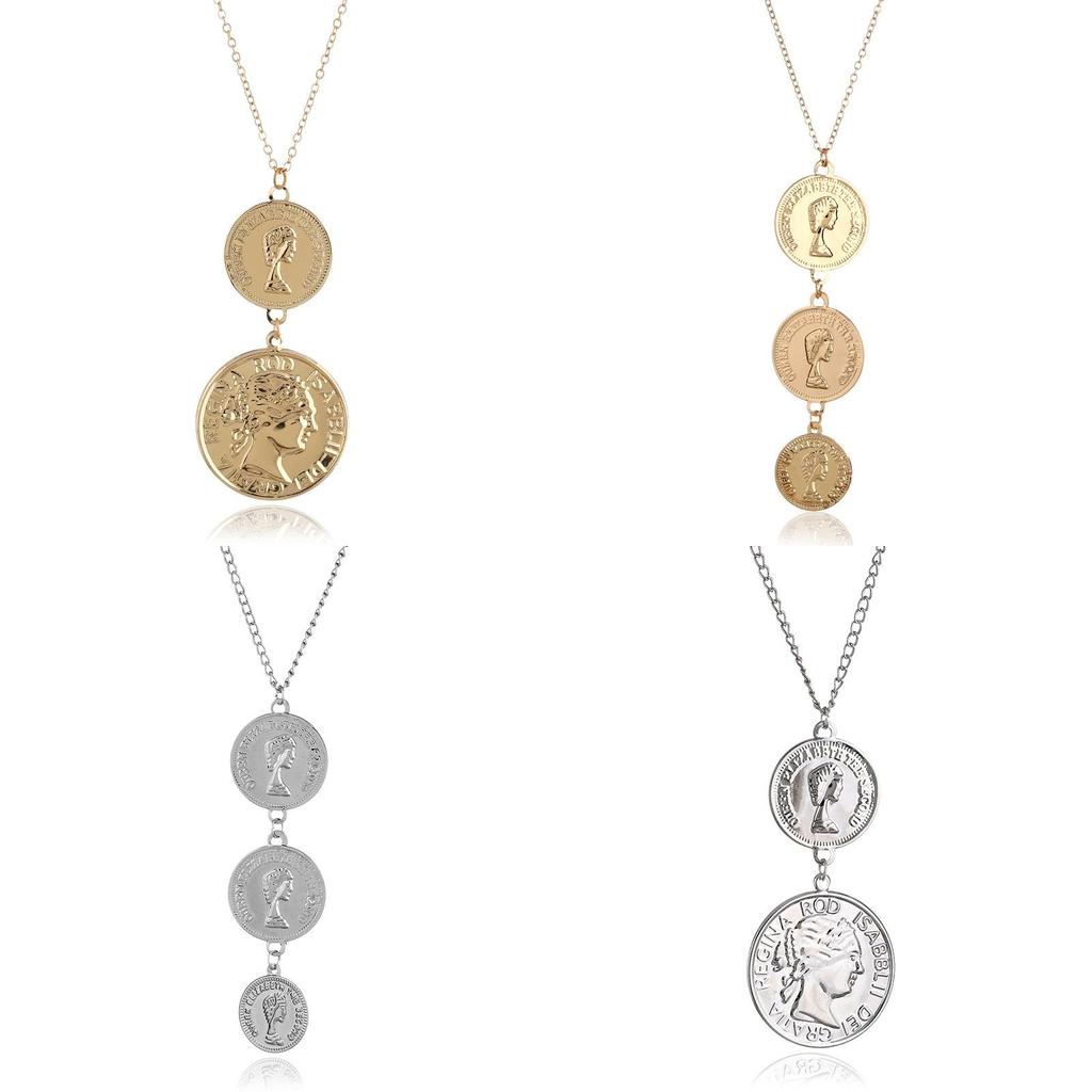 Round Coin Pendant Necklace With Alloy And Electroplated Finish For Use Everyday
