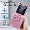 Für Samsung Galaxy Z Flip7 FE 5G/Z Flip6 5G Hülle Leder+PC Glitzer Handyhülle Strass Ringhalter