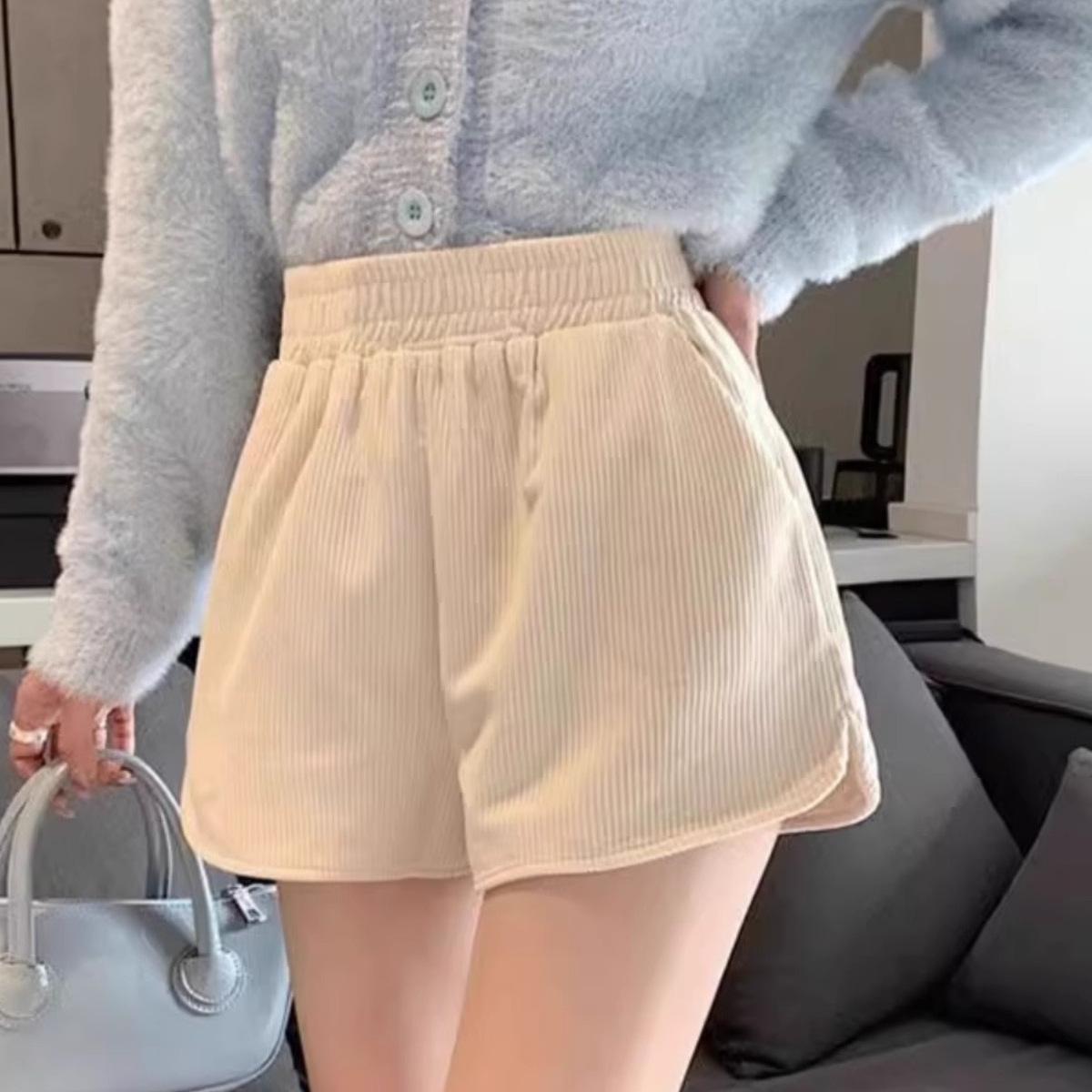 

2024 Autumn/Winter Petite High-Waisted Wide-Leg Corduroy Booty Shorts XS (70-80 lbs)