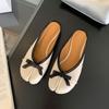 Fashion Female Shallow Footwear Strange Toe Ladies Flats With Shoes Soft Fashion Butterfly-Knot Flats Shoes Slides Women Mules