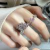 Pink Zircon Love Open Ring Fashion Light Luxury High-End Index Finger Ring Niche Design Personalized Accessories