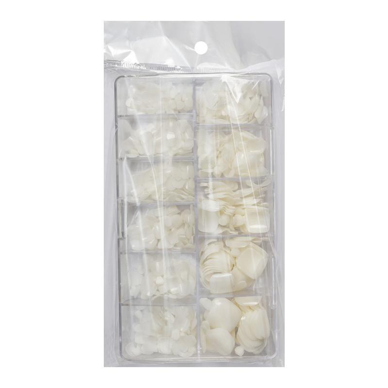 500PCS Lightweight Full Coverage False Nail Tips 11 Sizes Transparent Natural Plastic for Nail Art Home Salon DIY