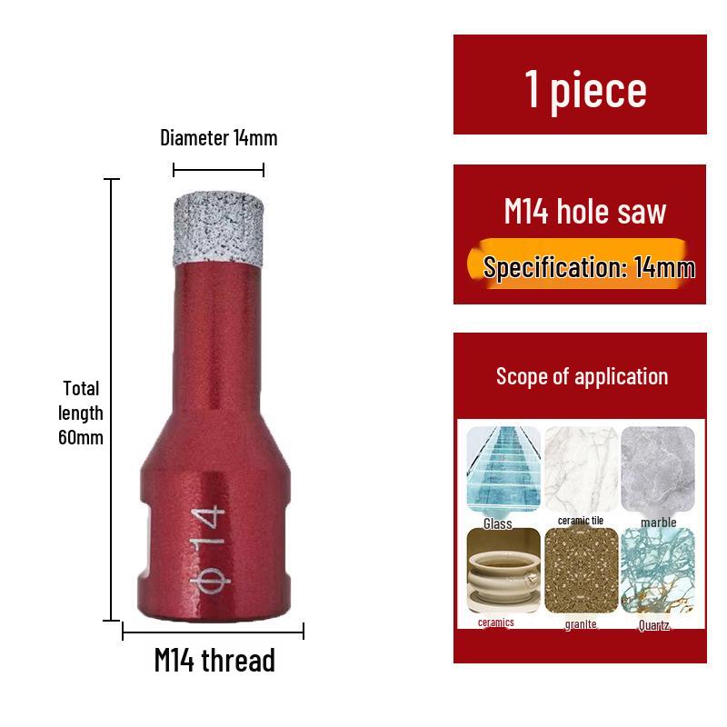 Pânză diamantată brazată M14 pentru gresie, marmură, piatră, sticlă - Bit de găurit pentru polizor unghiular pentru mărirea găurilor