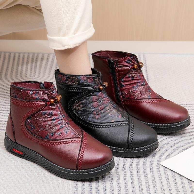 Cloth Shoes, Women's Cotton Shoes, Fleece and Thickened Anti-slip Casual Cotton Boots, Flat and Warm Shoes