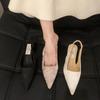 French evening high-heeled retro pointed single shoes women's shoes 2025 popular summer new Chinese-style beautiful bag head sandals