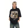 Summer T-Shirt Trendy Cat Printing Washing Water Pure Cotton Loose Casual Couple Short-Sleeved T-Shirt Men And Women Trendy