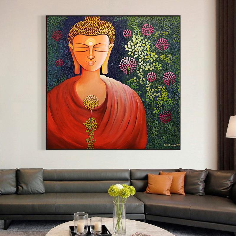 

Абстрактная настенная живопись Будды Шакьямуни, религиозный буддизм, холст, живопись, индуистские художественные постеры и принты для гостиной, домашний декор 20x20cm (8X8 inch)
