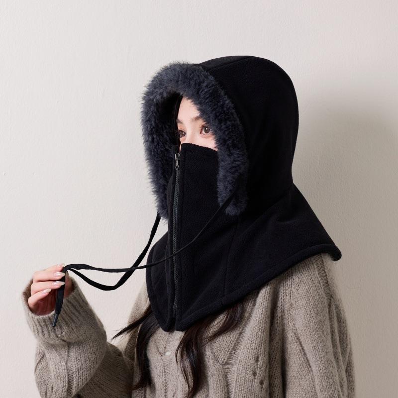 Winter Cycling Windproof Lei Feng Hat Cold Warm Hat Women's Scarf Integrated Pullover Hat Simple Head Hat