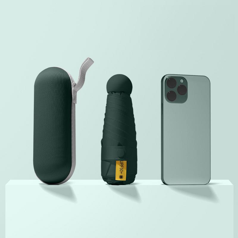 

Увеличенный зонт двойного назначения с защитой от УФ-излучения Маленький зонт с защитой от УФ-излучения Черный резиновый зонт Мини-капсульный зонт