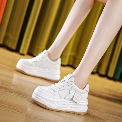 Spring New Slope Heel Muffin Thick Sole Light White Shoes Casual Thin Inner Height Small Women's Shoes Tide