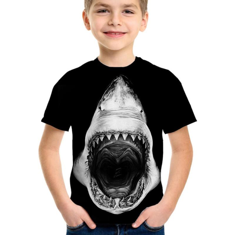 Shark Tshirt Kids Clothes Summer Animals Blue Sea T-Shirt For Boy Tee Shirt Children Top 2026 Short Sleeve 3d Print Girls Tees
