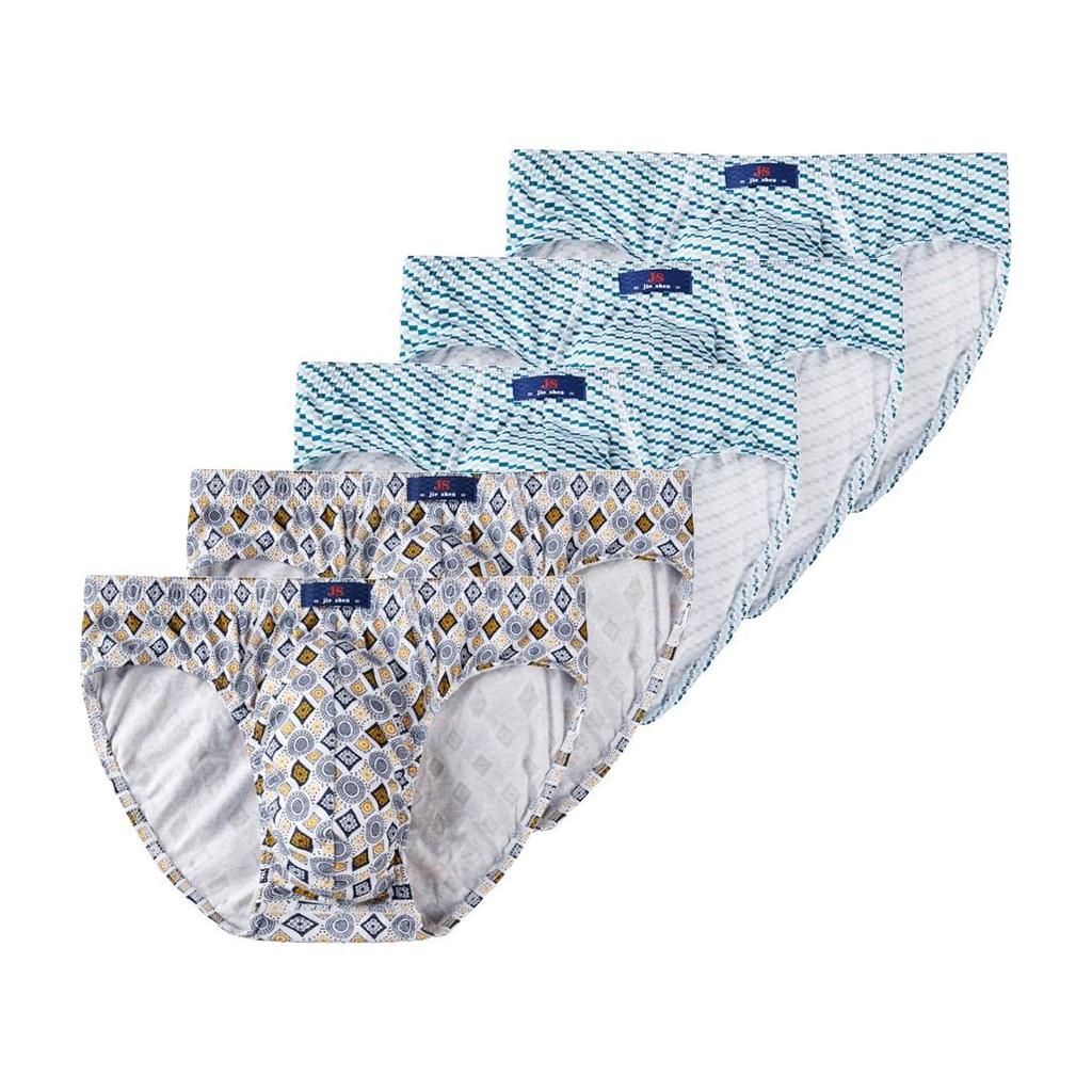 5 Pieces Fashion Men's Breathable Underwear Underpants Cotton Briefs Boxer Shorts Printing Panties L XL 2XL 3XL 4XL 5XL