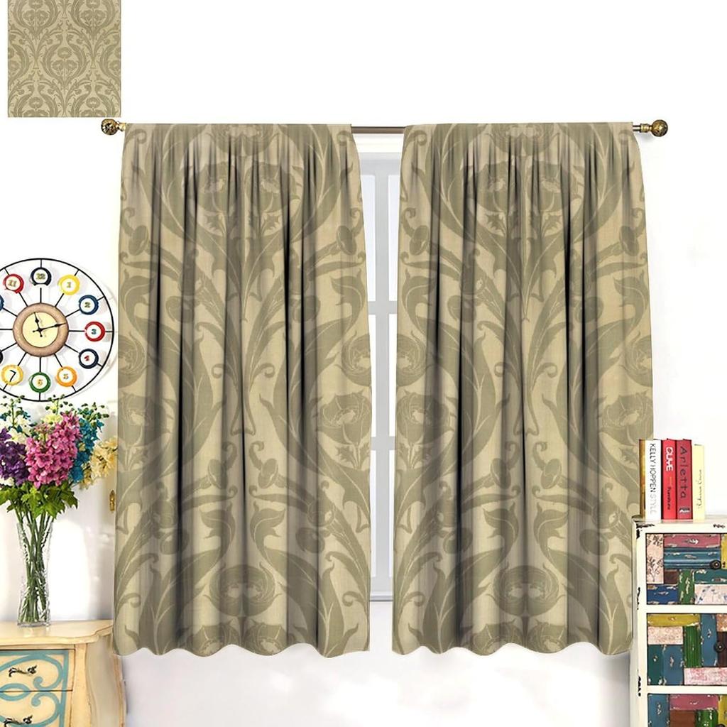 Rustic Vintage Flower Curtains William Morris Boho Country Floral Art Print Blackout Window Drapes for Bedroom Living Room Kitch
