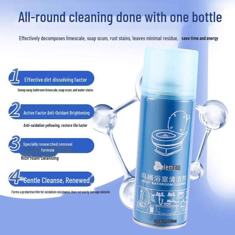 Multifunctional Bathroom Cleaner: Powerful Foam for Stain Removal and Whitening on Tiles and Toilets