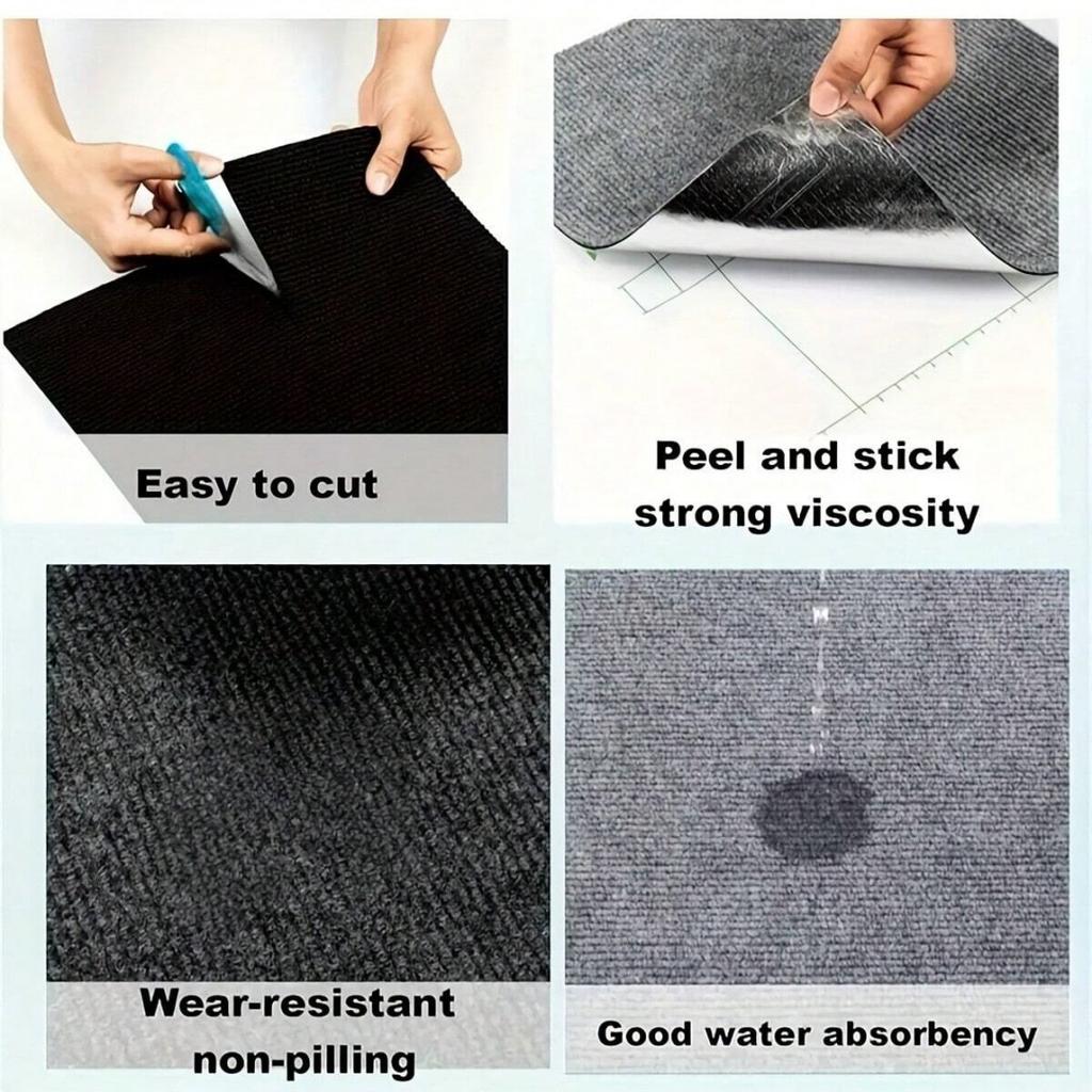 10pcs /set 11.81 inch DIY self-adhesive tile carpet, PVC backing anti slip floor mat, suitable for living room,home decoration