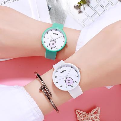 Children'S Watches For Students, Jelly Pink Quartz Watches For Junior High School Students, Starting With Silicone Straps