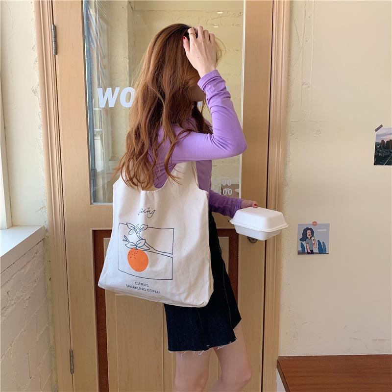 

Clearance Chic Peach Orange Canvas Shoulder Bag - Artistic Women s Handbag