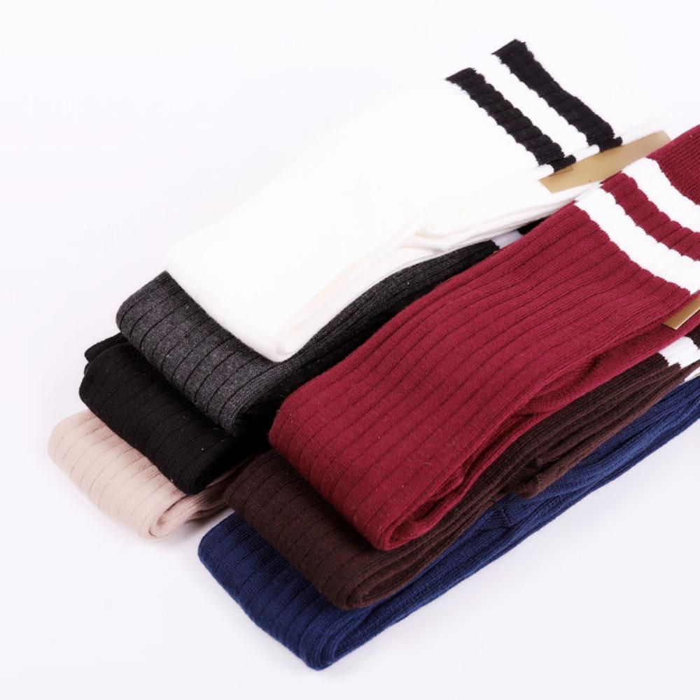 Autumn New Sweet Cotton Bottom Socks Manufacturers Wholesale, Two Bars Vertical Strip Knee Socks Jacquard Long Socks