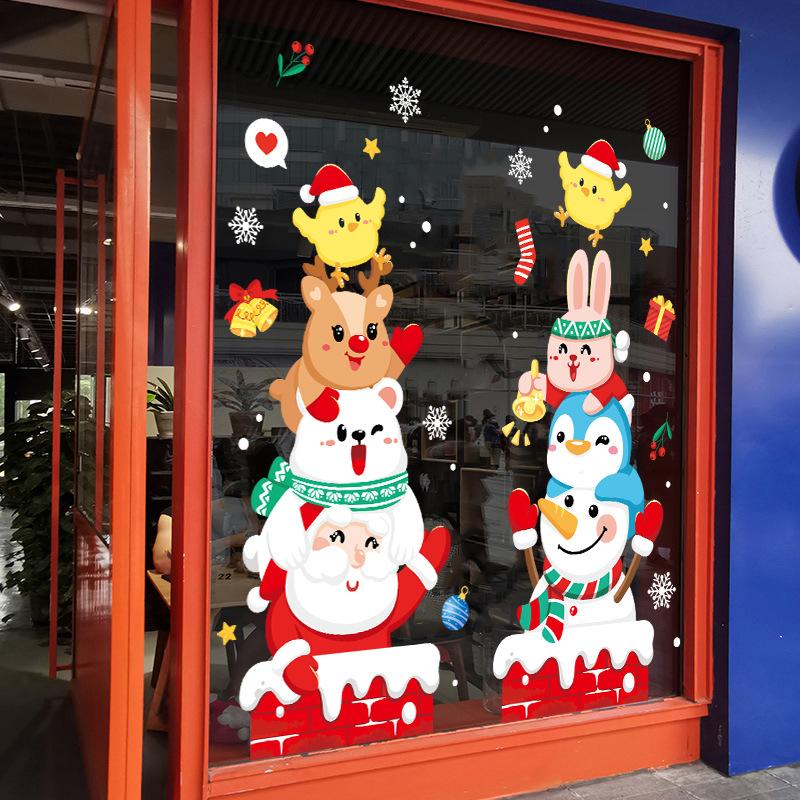 

AMJ953 хит рождественское украшение новый мультяшный рождественский стеклянный декор электростатические наклейки