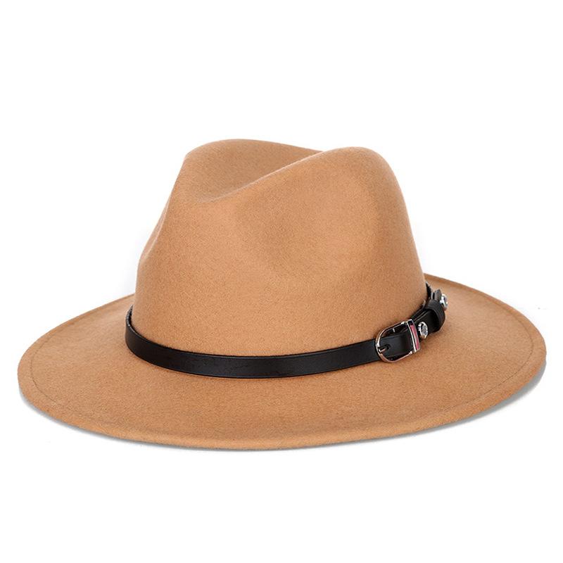 Zylinderhut aus Wolle mit großer Krempe und breiter Kante, Jazzhut, Cowboyhut, britischer Gentleman-Hut, Herbst und Winter, bequemer, modischer, warmer Filzhut