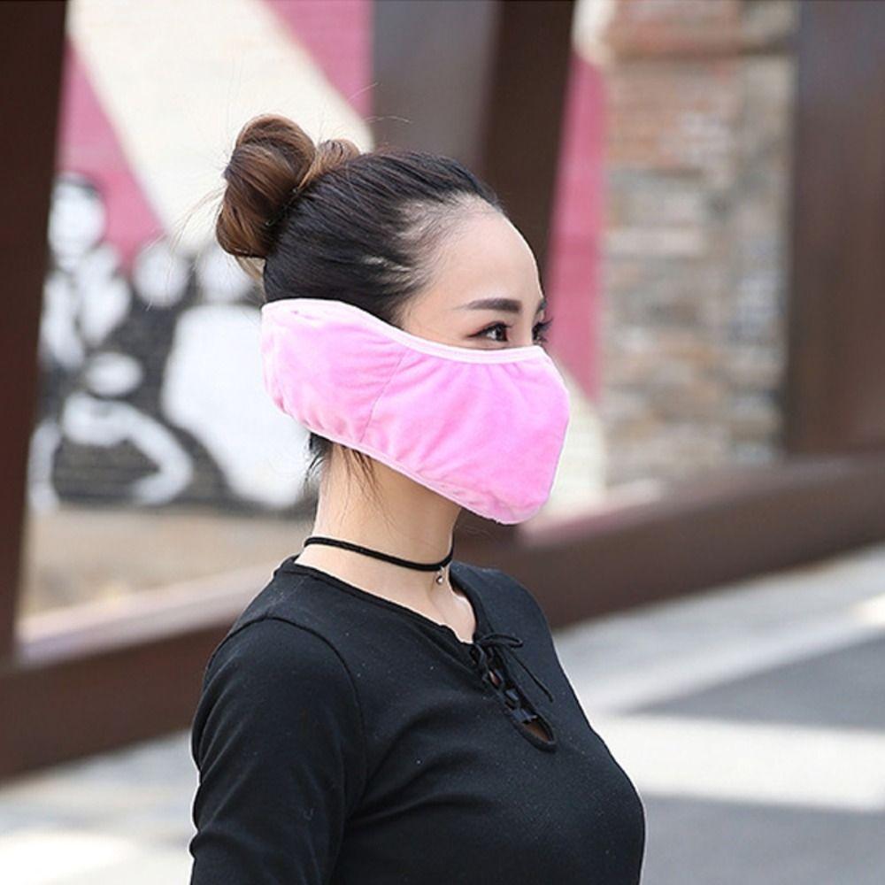 Coldproof Cycling Face Mask Plush Ear Protection Mask Outdoor Thermal Earmuffs  For Women Man