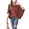 2025 Ice Silk Pleated Batwing Sleeve Plus Size Women's Top - Casual and Trendy
