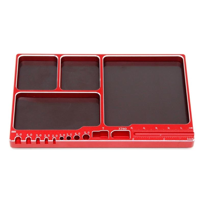 Screw Storage Tray Aluminum Alloy Screw Tray with Magnetic for RC Model Phone Repair Model Screw Plate Parts Accessories