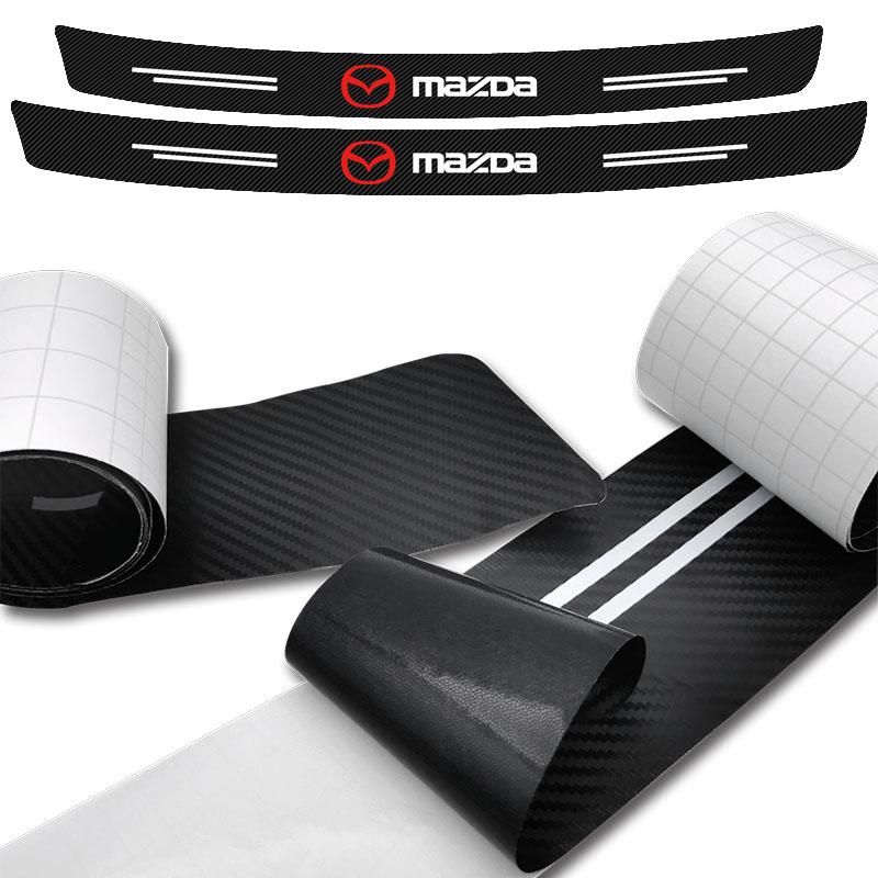 1pcs Carbon Fiber Car Trunk Rear Bumper Sticker Guard Plate Protector For Mazda 6 3 CX5 5 2 323 CX7 Demio Atenza Axela MX30 CX30 CX3 CX9 RX8 RX7