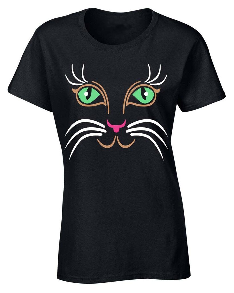 Green Eyes Cat Kitten Cat Face T-Shirt women Cute Funny Party Gift t shirt Top
