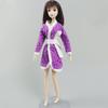 Purple Flower Floral Bathrobe For Barbie Doll Bathroom Suit Winter Pajama Wear Sleeping Robe Casual Clothes For Barbie Toys 1/6