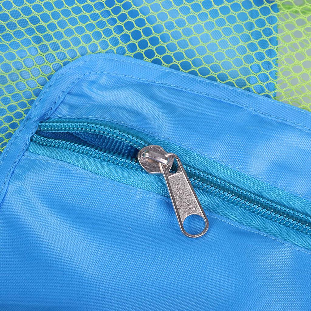 Portable Children Kids Mesh Drawstring Backpack Outdoor Beach Toy Storage Bag (Blue)