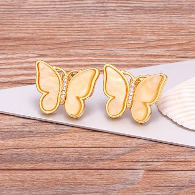 New Design Hot Sale Fashion Luxury 9 Colors Shell Boho Butterfly Stud Earrings for Women Lucky Romantic Anniversary Jewelry