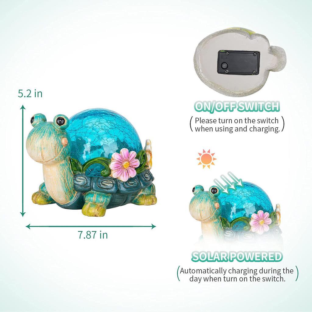 Solarbetriebene Outdoor-Schildkröten-Harzstatue mit Sukkulenten-Figur und dekorativem Licht