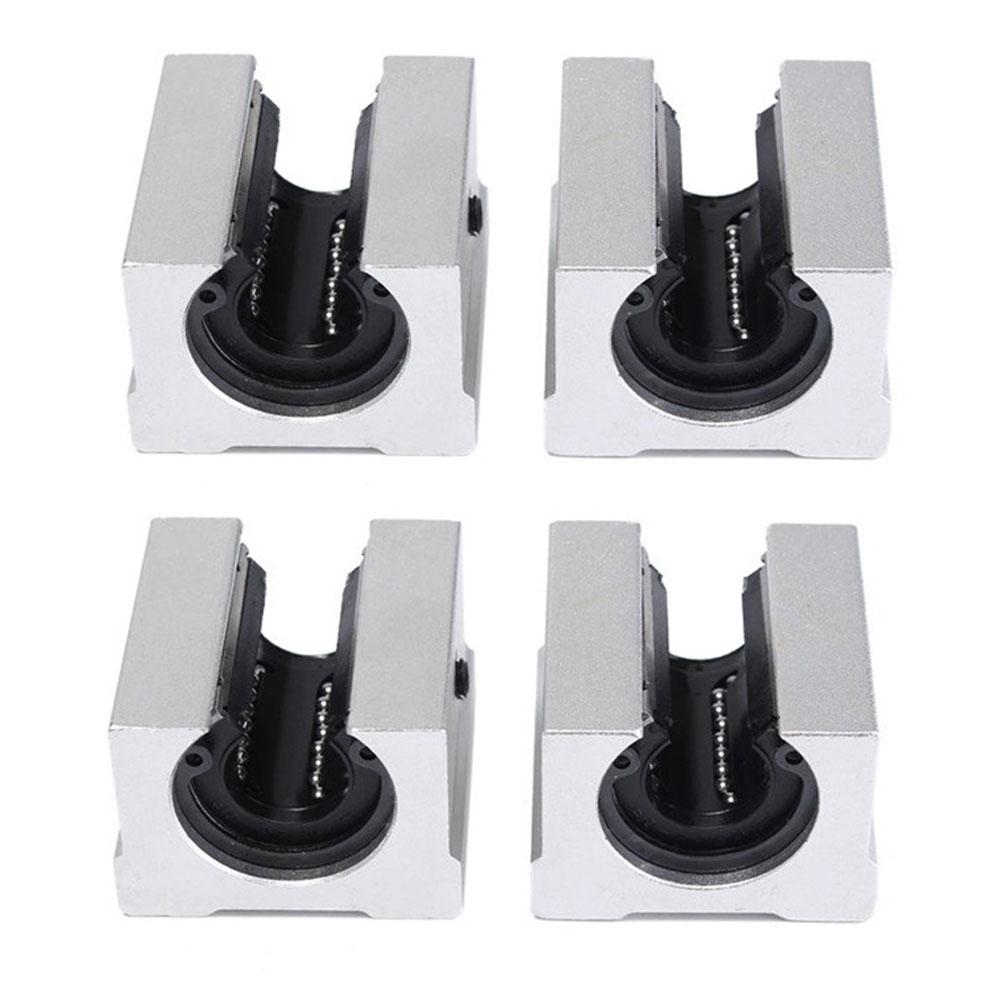 4PCS Bearing Blocks Smooth Low-Friction Movement Linear Slider Aluminum Bracket Guide Rail Bearing Seat SBR20UU Aluminum Slider
