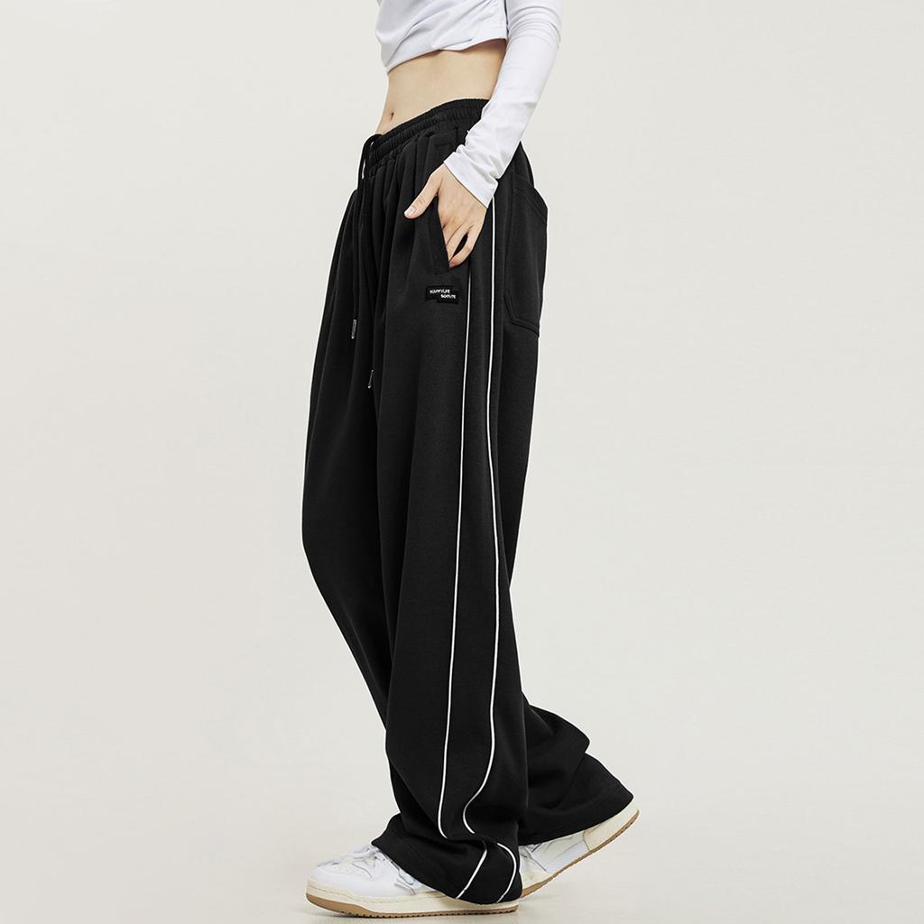 Women's Casual Loose Retro Striped Sweatpants High-waisted Casual Wide-leg Pants