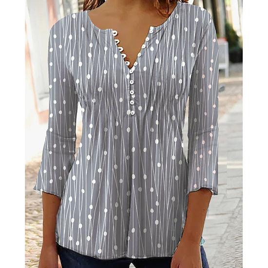 Europäisches und amerikanisches Langarmhemd mit V-Ausschnitt und Aufdruck, Basishemd, Damenoberteil, Damen-Pullover-T-Shirt