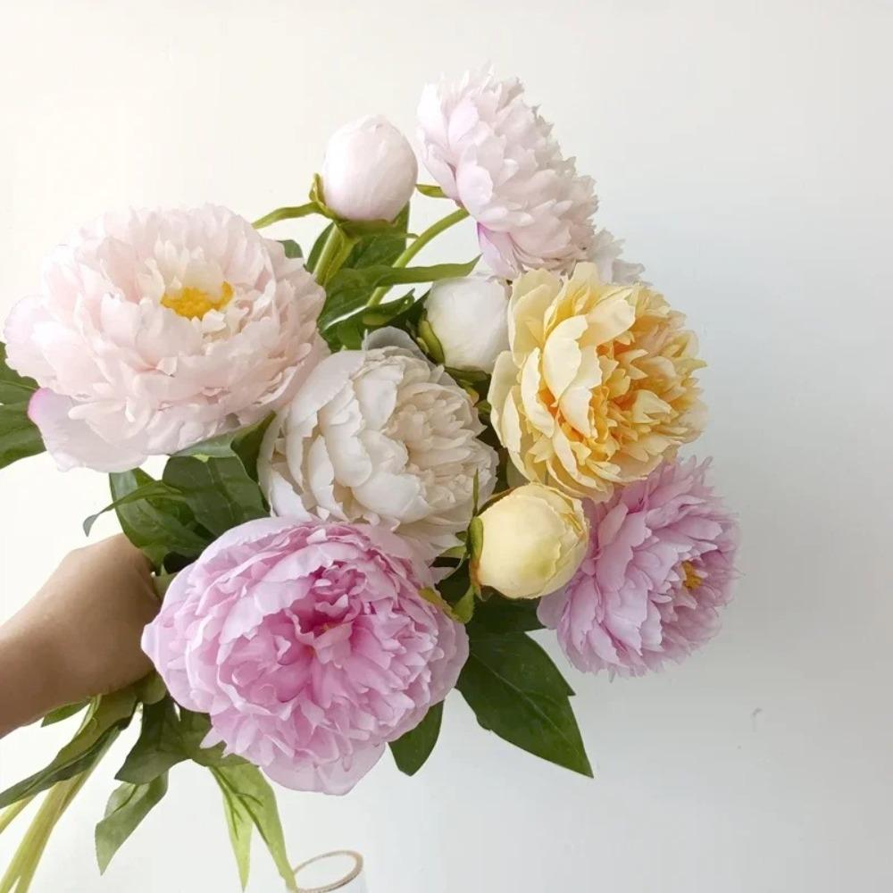 75CM Peony Silk Flowers Table Decor 3 Heads Artificial Peony Bouquet DIY Long Branch Simulation Flowers Home Wedding Decoration