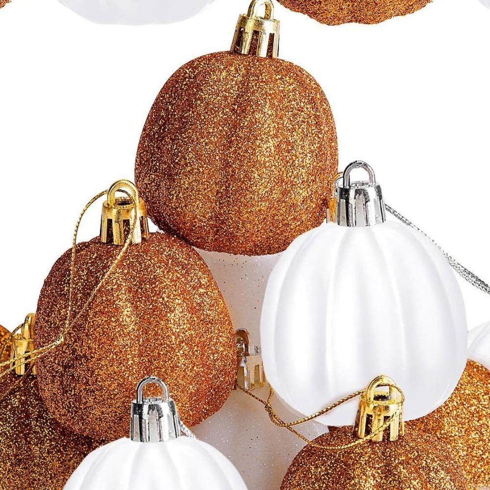 12pcs Plastic Pumpkin Hanging Ornaments Shining Thanksgiving Festival Decorative  Home Decoration