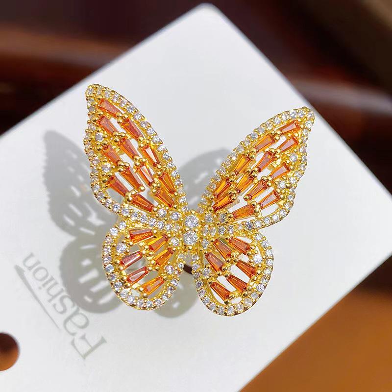 Colorful Copper Zirconia Butterfly Ring – Adjustable, High-Grade, Cute, and Stylish.
