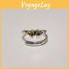 Korean Imported Vintage Handmade Textured Two Heart Adjustable Ring For Women