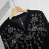 Autumn Women's Plus-Size Velvet Blouse Loose V-Neck Pullover T Shirt Embroidered Flocked Velvet Blouse