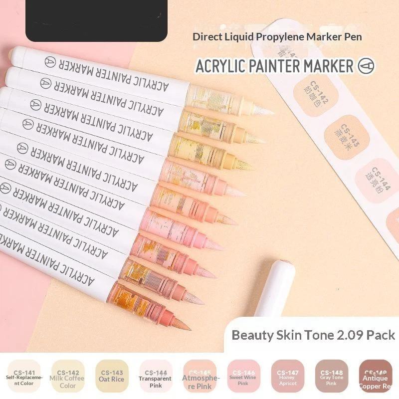 Acrylfarbe Marker Set 9 Stück 9 Farben Direkte Flüssigkeit Schnell Trocknend Wasserdicht für DIY Outdoor Graffiti Innen Heimdekoration Basteln