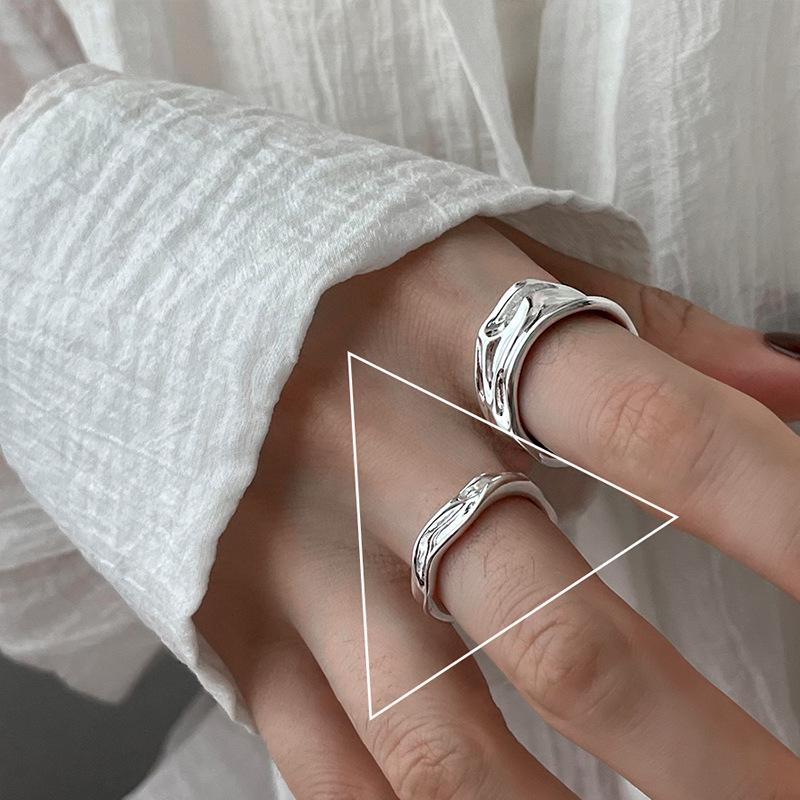 

Кольцо из стерлингового серебра 925 пробы с неровным жемчугом - Женское стильное минималистичное кольцо с открытым дизайном Adjustable Open