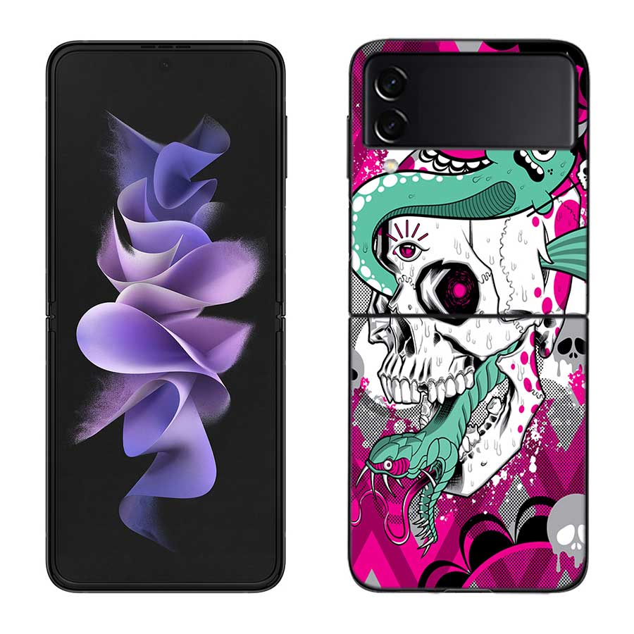 Witch Girl And Cat Case for Samsung Galaxy Z Flip 6 Flip 5 4 3 5G Black Cell Phone Cover Z Flip 5 Luxury PC Shell Coque