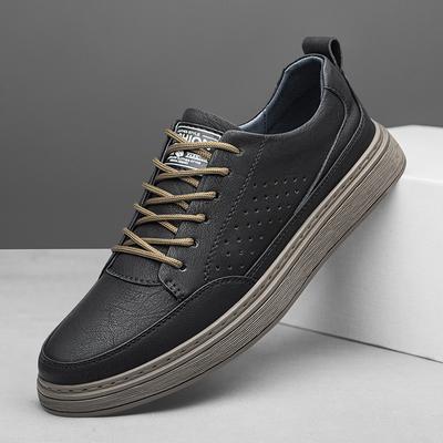 Fashion Summer Hollow Breathable Leather Shoes Luxury Casual Shoes Outdoor Men's Sneakers Skateboard Men Shoes Genuine Leather Flats Men