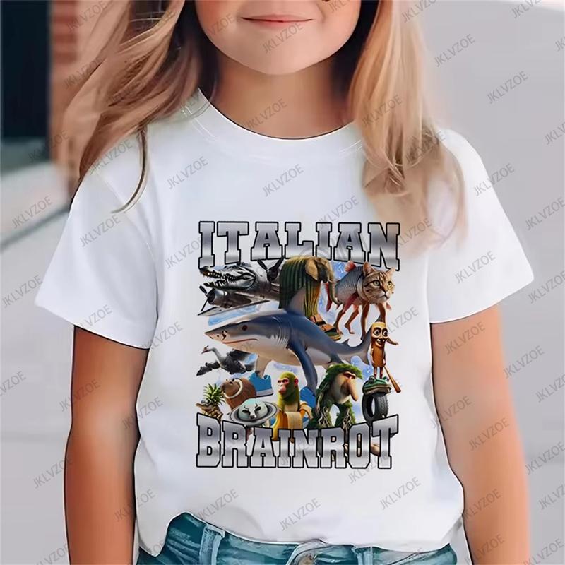 Cappuccina Ballerina Funnu Italian Brainrot Meme Cotton Children Tshirt Summer Sports Tees Boys Girls Clothes Casual Kids Tops