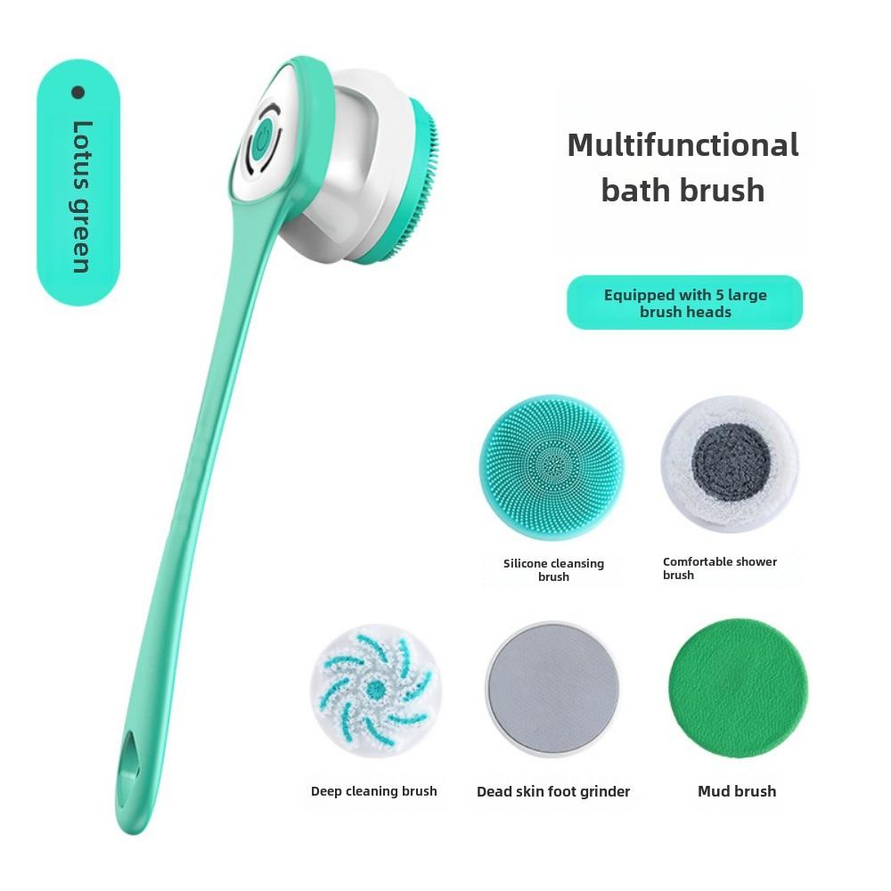 Automatic Waterproof Electric Back Rub Bath Brush Long Handle 5-in-1 Electric Massage Bath Brush